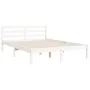 Double bed frame with white solid wood headboard by vidaXL, Beds and slatted bases - Ref: Foro24-3194672, Price: 139,50 €, Di...
