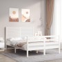 Doppelbettgestell mit weißem Massivholz-Kopfteil von vidaXL, Betten und Lattenroste - Ref: Foro24-3194997, Preis: 167,73 €, R...