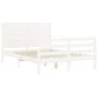 Double bed frame with white solid wood headboard by vidaXL, Beds and slatted bases - Ref: Foro24-3194997, Price: 165,38 €, Di...