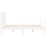 Double bed frame with white solid wood headboard by vidaXL, Beds and slatted bases - Ref: Foro24-3194997, Price: 167,73 €, Di...
