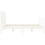 Double bed frame with white solid wood headboard by vidaXL, Beds and slatted bases - Ref: Foro24-3194997, Price: 165,38 €, Di...