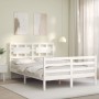Doppelbettgestell mit weißem Massivholz-Kopfteil von vidaXL, Betten und Lattenroste - Ref: Foro24-3194412, Preis: 147,74 €, R...