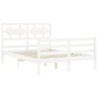 Double bed frame with white solid wood headboard by vidaXL, Beds and slatted bases - Ref: Foro24-3194412, Price: 147,74 €, Di...