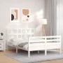 Doppelbettgestell mit weißem Massivholz-Kopfteil von vidaXL, Betten und Lattenroste - Ref: Foro24-3194802, Preis: 138,91 €, R...