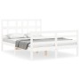 Double bed frame with white solid wood headboard by vidaXL, Beds and slatted bases - Ref: Foro24-3194802, Price: 140,93 €, Di...