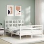 Doppelbettgestell mit weißem Massivholz-Kopfteil von vidaXL, Betten und Lattenroste - Ref: Foro24-3194802, Preis: 140,93 €, R...