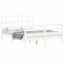 Double bed frame with white solid wood headboard by vidaXL, Beds and slatted bases - Ref: Foro24-3194802, Price: 140,93 €, Di...