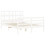 Doppelbettgestell mit weißem Massivholz-Kopfteil von vidaXL, Betten und Lattenroste - Ref: Foro24-3194802, Preis: 140,93 €, R...