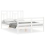 Double bed frame with white solid wood headboard by vidaXL, Beds and slatted bases - Ref: Foro24-3194932, Price: 140,52 €, Di...