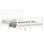 Double bed frame with white solid wood headboard by vidaXL, Beds and slatted bases - Ref: Foro24-3194932, Price: 138,51 €, Di...