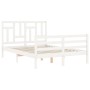 Doppelbettgestell mit weißem Massivholz-Kopfteil von vidaXL, Betten und Lattenroste - Ref: Foro24-3194932, Preis: 140,52 €, R...