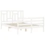 Double bed frame with white solid wood headboard by vidaXL, Beds and slatted bases - Ref: Foro24-3194932, Price: 138,51 €, Di...