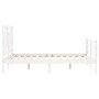 Double bed frame with white solid wood headboard by vidaXL, Beds and slatted bases - Ref: Foro24-3194932, Price: 140,52 €, Di...
