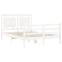 Doppelbettgestell mit weißem Massivholz-Kopfteil von vidaXL, Betten und Lattenroste - Ref: Foro24-3194022, Preis: 149,05 €, R...