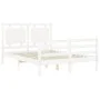 Double bed frame with white solid wood headboard by vidaXL, Beds and slatted bases - Ref: Foro24-3194022, Price: 146,94 €, Di...
