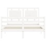 Doppelbettgestell mit weißem Massivholz-Kopfteil von vidaXL, Betten und Lattenroste - Ref: Foro24-3194022, Preis: 149,05 €, R...