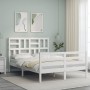 Doppelbettgestell mit weißem Massivholz-Kopfteil von vidaXL, Betten und Lattenroste - Ref: Foro24-3194867, Preis: 141,65 €, R...