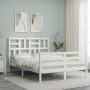 Double bed frame with white solid wood headboard by vidaXL, Beds and slatted bases - Ref: Foro24-3194867, Price: 139,61 €, Di...