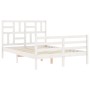 Doppelbettgestell mit weißem Massivholz-Kopfteil von vidaXL, Betten und Lattenroste - Ref: Foro24-3194867, Preis: 141,65 €, R...