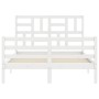 Doppelbettgestell mit weißem Massivholz-Kopfteil von vidaXL, Betten und Lattenroste - Ref: Foro24-3194867, Preis: 141,65 €, R...