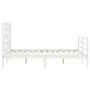 Double bed frame with white solid wood headboard by vidaXL, Beds and slatted bases - Ref: Foro24-3194867, Price: 139,61 €, Di...
