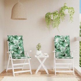 Cojines de silla de respaldo alto 2 uds tela estampado de hojas