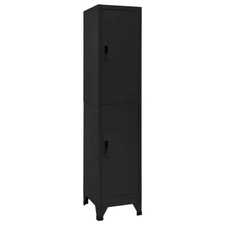 Taquilla de acero negro 38x45x180 cm de vidaXL, Taquillas y armarios de almacenamiento - Ref: Foro24-339778, Precio: 150,37 €...