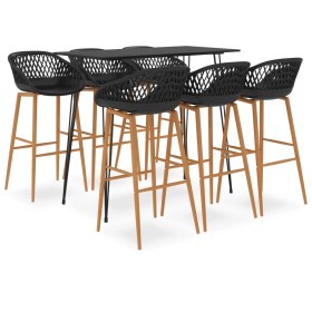 Mesa alta y taburetes de bar 7 piezas negro