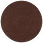 Alfombra de yute tejida a mano redonda marrón 90 cm