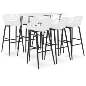 Mesa alta y taburetes de bar 7 piezas blanco