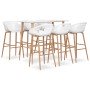 Mesa alta y taburetes de bar 7 piezas blanco