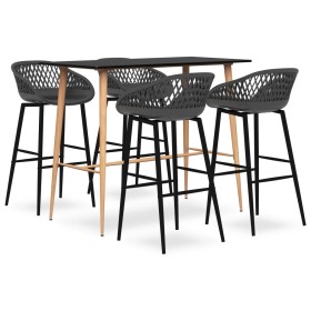 Mesa alta y taburetes de bar 5 piezas negro y gris en Conjuntos de muebles para cocinas y comedores | Comprar online en Foro24
