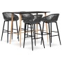 Mesa alta y taburetes de bar 5 piezas negro y gris