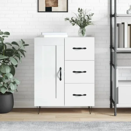 Weißer Hochglanz-Sperrholz-Sideboard 69,5x34x90 cm von vidaXL, Sideboards - Ref: Foro24-830254, Preis: 97,18 €, Rabatt: %