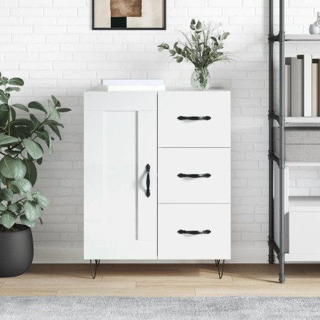 Weißer Hochglanz-Sperrholz-Sideboard 69,5x34x90 cm von vidaXL, Sideboards - Ref: Foro24-830254, Preis: 98,37 €, Rabatt: %