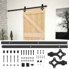 Puerta corredera con herrajes madera maciza de pino 80x210 cm