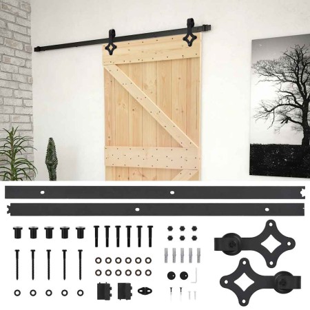 Puerta corredera con herrajes madera maciza de pino 80x210 cm