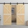 Puerta corredera con herrajes madera maciza de pino 80x210 cm