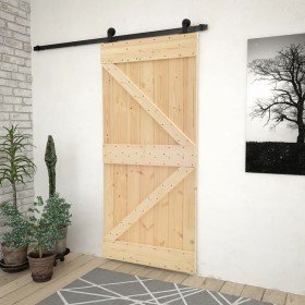 Puerta corredera con herrajes madera maciza de pino 80x210 cm