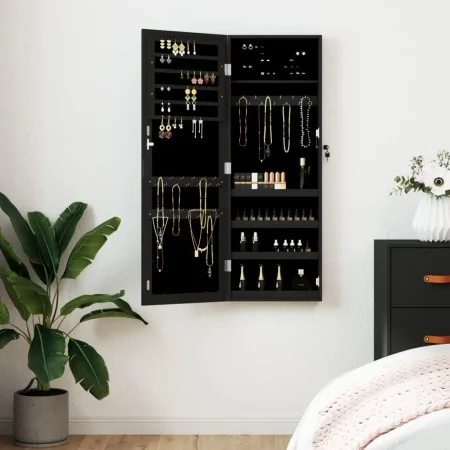 Espejo con joyero de pared negro 37,5x10x106 cm de vidaXL, Espejos - Ref: Foro24-353218, Precio: 100,25 €, Descuento: %