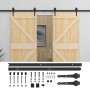 Puerta corredera con herrajes madera maciza de pino 80x210 cm