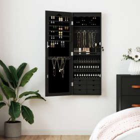 Espejo con joyero de pared negro 37,5x10x106 cm de vidaXL, Espejos - Ref: Foro24-353227, Precio: 118,20 €, Descuento: %