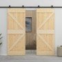 Puerta corredera con herrajes madera maciza de pino 90x210 cm en Puertas | Comprar online en Foro24