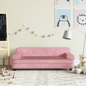 Sofá para niños de terciopelo rosa 90x53x30 cm