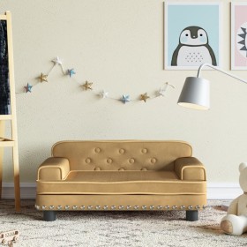 Sofá para niños de terciopelo marrón 70x45x30 cm