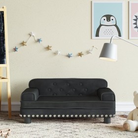 Sofá para niños de terciopelo negro 70x45x30 cm