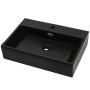 Lavabo con orificio para grifo cerámica 76x42,5x14,5 cm negro