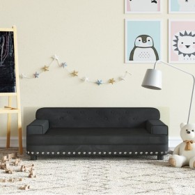 Sofá para niños de terciopelo negro 90x53x30 cm