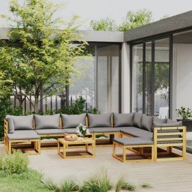 Muebles de jardín 11 pzas cojines madera maciza de acacia