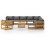 Muebles de jardín 12 pzas cojines madera maciza de acacia